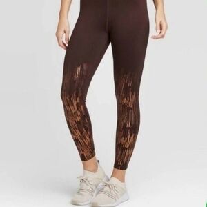 JoyLab Shine High Waisted Leggings 7/8 Length Brown Copper Womens Size XS New